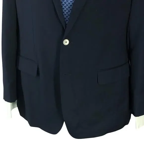 Michael Kors Mens Size 42L Blazer Jacket Sport Coat Navy Blue Metal Buttons